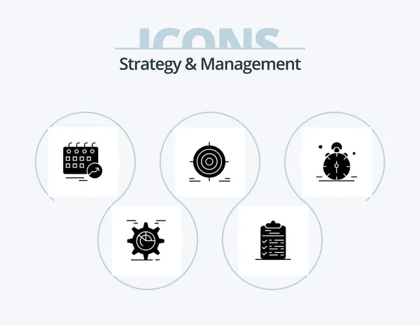Strategy Management Glyph Icon Pack Icon Design Darts Target Document — Stock Vector
