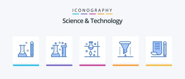 Science Technology Blue Icon Pack Including Chemical Laboratory Chemical Analysis — Vector de stock