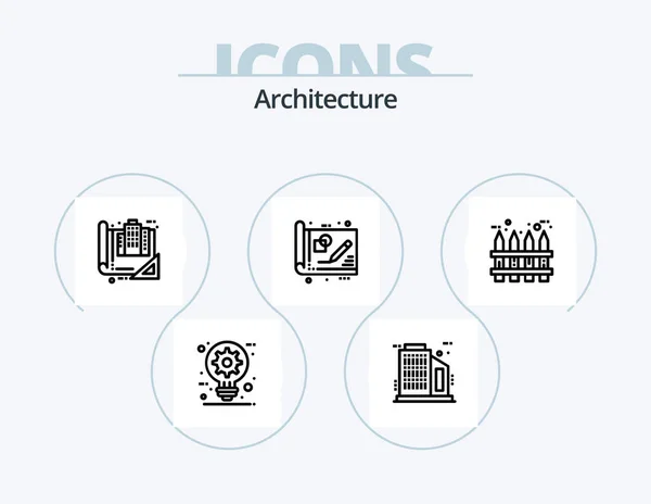 Architecture Line Icon Pack Icon Design Skyscraper Building Power Plan — Stockvektor