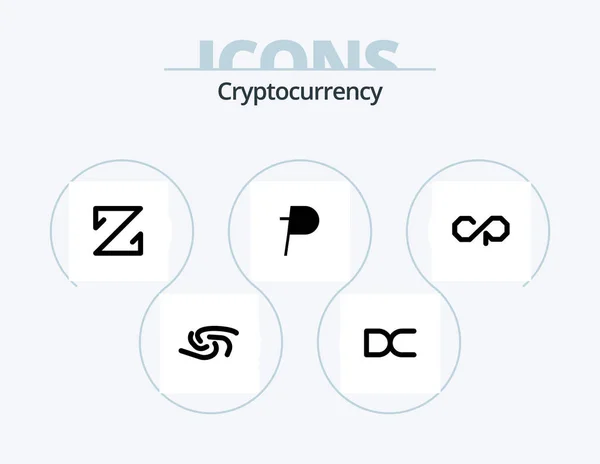 Cryptocurrency Glyph Icon Pack Icon Design Coin Crypto Crypto Currency — Stockový vektor