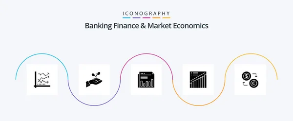 Banking Finance Market Economics Glyph Icon Pack Including News Financial — Archivo Imágenes Vectoriales