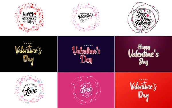 Happy Valentine Day Greeting Card Template Romantic Theme Red Pink — Stockvector