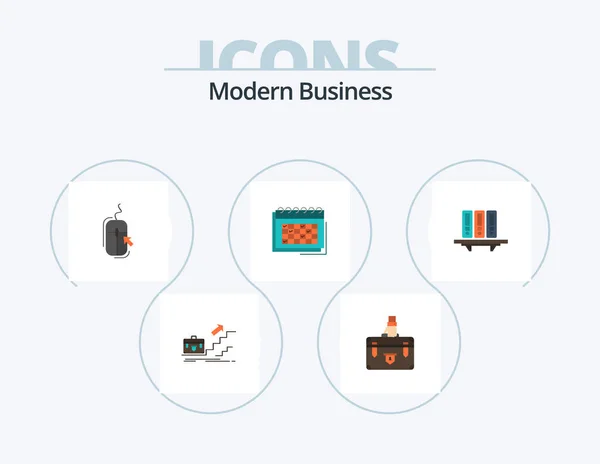 Modernes Business Flat Icon Pack Icon Design Online Klicken Aktentasche — Stockvektor
