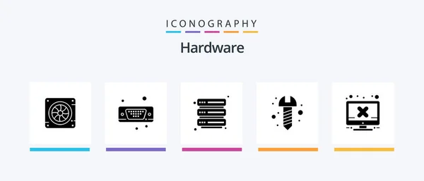Hardware Glyph Icon Pack Including Error Hardware Hosting Computer Hardware — Stock Vector