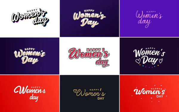 Happy Women Day Design Con Illustrazione Realistica Mazzo Fiori Uno — Vettoriale Stock