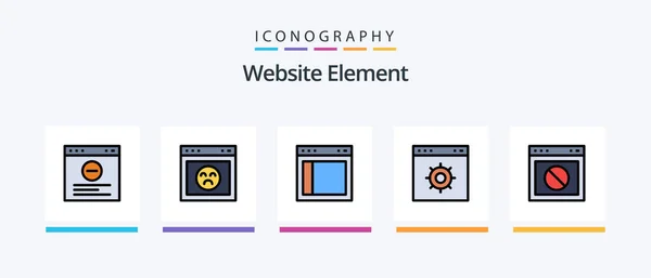 Website Element Line Filled Icon Pack Including Browser Internet Website — Image vectorielle