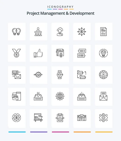 Creative Project Management Development Outline Icon Pack List Budget Outsource — Stockvektor
