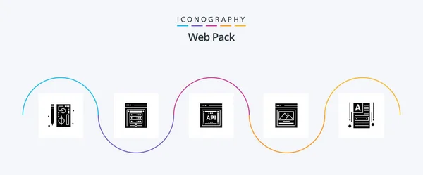 Web Pack Glyph Icoon Pack Inclusief Het Maken Van Website — Stockvector