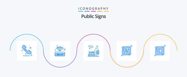 Public Signs Blue Icon Pack Including Wifi Direction Public — ストックベクタ