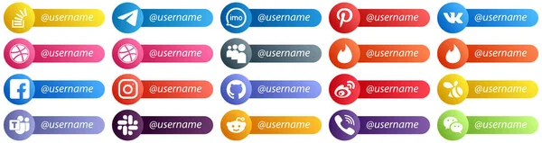 Card Style Follow Icons Popular Social Media Pack Tinder Audio — Stock Vector