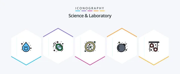 Science Filledline Icon Pack Including Science Pulley Atom Physics Skull — Image vectorielle