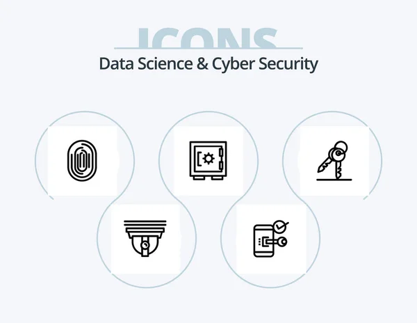 Data Science Cyber Security Line Icon Pack Projektowanie Ikon Kamera — Wektor stockowy