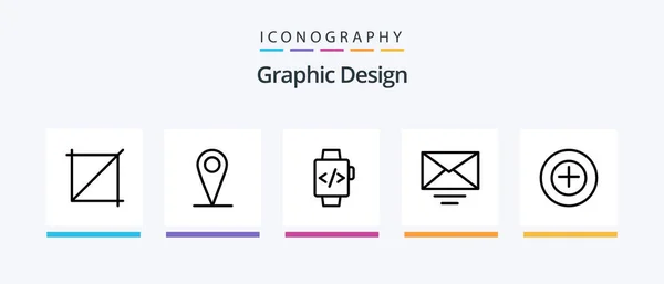 Design Line Icon Pack Incluindo Vertical Ponto Âncora Design Ícones — Vetor de Stock
