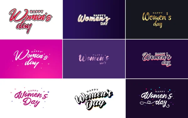 Pink Happy Women Day Typographical Design Elements Use International Women — Stockový vektor