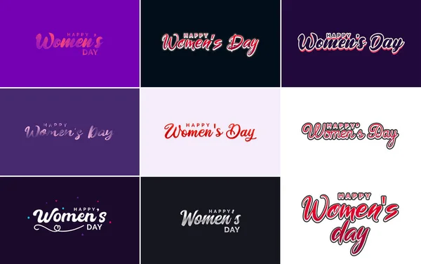 Set Happy International Woman Day Signs Emblems Vector Design Elements — Stockový vektor