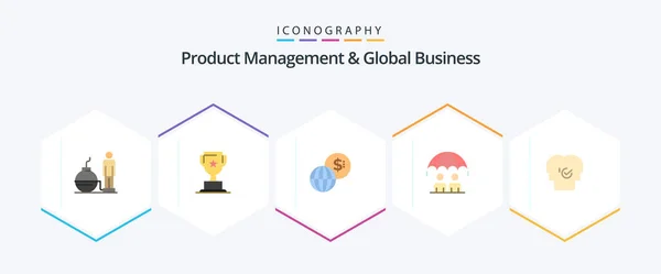 Product Managment Global Business Flat Icon Pack Including Human Risk — Archivo Imágenes Vectoriales