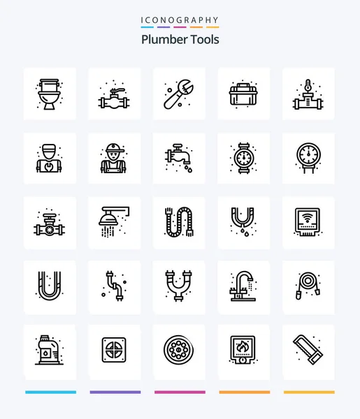 Creative Plumber Outline Icon Pack Faucet Plumber Man Person Man — Wektor stockowy