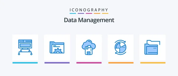Data Management Blue Icon Pack Incluant Les Données Réseau Nuage — Image vectorielle