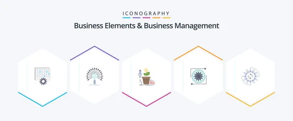 Business Elements Business Managment Flat Icon Pack Including Management Business — Vector de stock