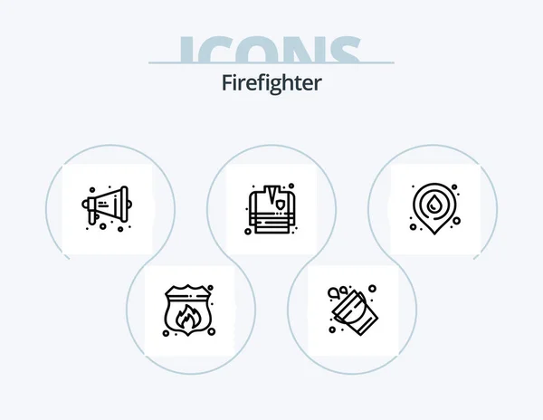 Пожарные Линии Icon Pack Icon Design Мегафон Грузовик Побег Помогите — стоковый вектор