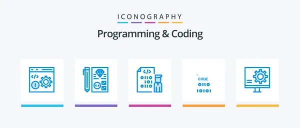Programming Coding Blue Icon Pack Including Develop Cloud Planning Programming — Stockový vektor
