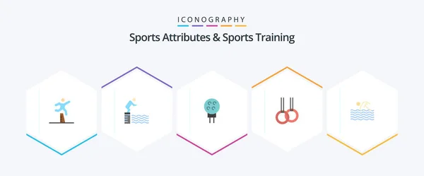 Sports Atributes Sports Training Flat Icon Pack Including Activity Gymnastics — Stock Vector