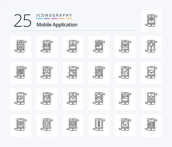 Mobile Application Line Icon Pack Including Mobile Activity Drive Smartphone — ストックベクタ