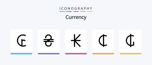 Currency Line Filled Icon Pack Including Laos Kip Icelandic Currency — Stock Vector