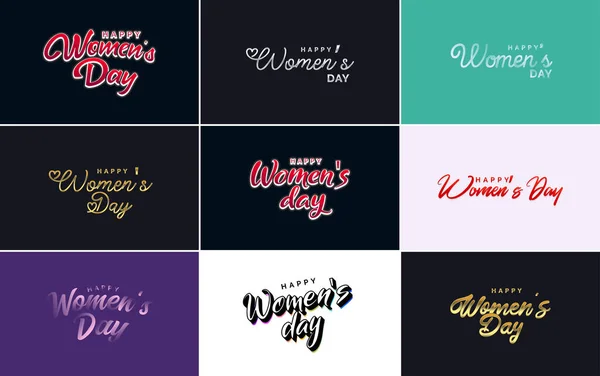 Happy Women Day Typography Design Pastel Color Scheme Geometric Shape — Stockvector