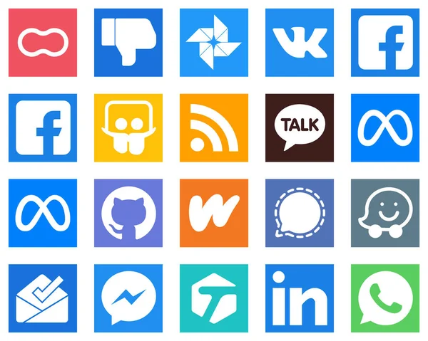 Minimalistische Social Media Pictogrammen Zoals Wattpad Facebook Meta Feed Pictogrammen — Stockvector