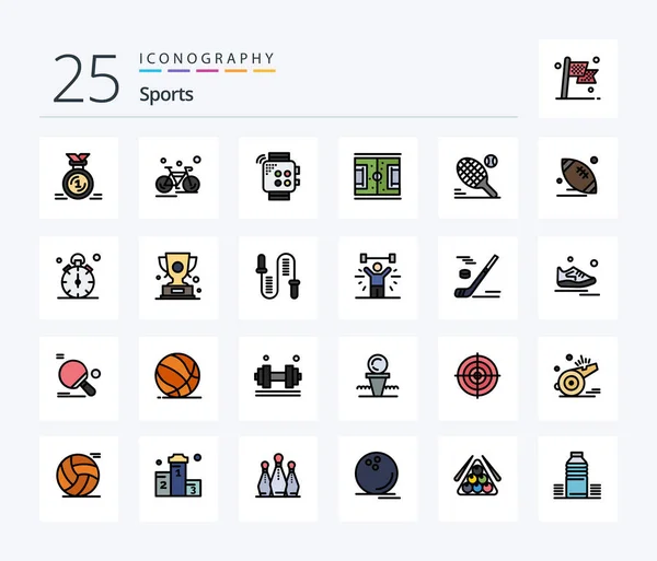 Sports Line Filled Icon Pack Including Playground Football Sport Smartwatch — Archivo Imágenes Vectoriales