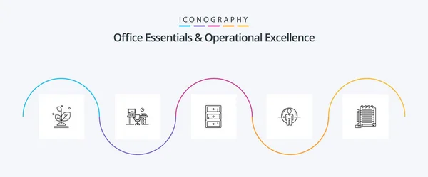 Office Essentials Operational Exellence Line Icon Pack Including Identity Login — Stock vektor