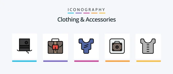 Clothing Accessories Line Filled Icon Pack Including Hike Suitcase Creative — Stock Vector