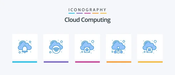 Cloud Computing Blue Icon Pack Including Error Add Server Cloud — Vetor de Stock