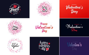 Happy Valentine's Day hand-drawn lettering vector illustration suitable for use in design of flyers. invitations. posters. brochures. and banners