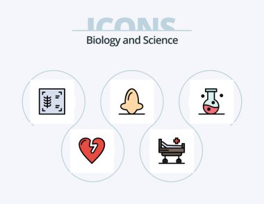 Biyoloji Hattı Simge Paketi 5 Simge Tasarımı. Biyokimya. Çözüm. Bitki. Pastiller. deney