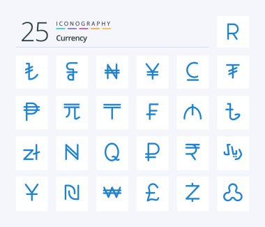Tugrik dahil 25. Para birimi Mavi Renk simgesi paketi. Kırgızistan. naira. Kırgızistan. yuan