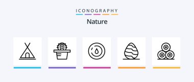 Güneş dahil olmak üzere Doğa Hattı 5 Simge Paketi. Doğa. Bambu. Bahçıvanlık. Çiçek. Yaratıcı Simgeler Tasarımı