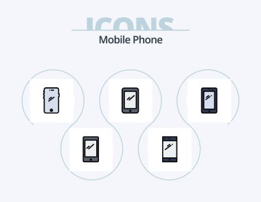 Mobile Phone Line Filled Icon Pack 5 Icon Design. .