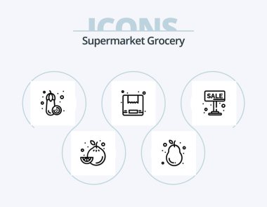 Market Hattı Simgesi 5 Simge Tasarımı. Kek. Et. Yemek. Bacak. kemik