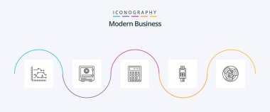 Modern Business Line 5 Icon Pack, finansal olarak da dahil. İş. Depozito. Muhasebe. güvenlik