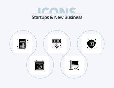 Startups And New Business Glyph Icon Pack 5 Icon Design. ecommerce. money. calculator. grow. currency