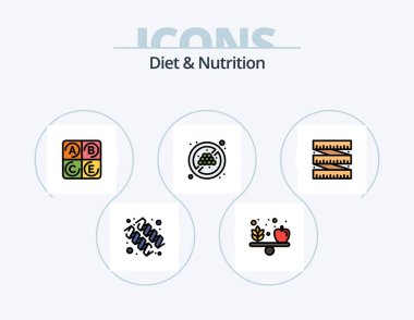 Diet And Nutrition Line Filled Icon Pack 5 Icon Design. diet. vitamin. diet. supplement. diet
