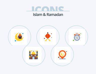 Islam And Ramadan Flat Icon Pack 5 Icon Design. time. hour. mosque. fasting. islam