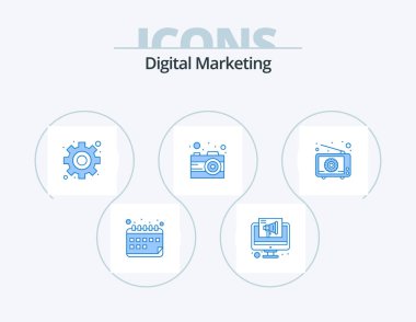 Digital Marketing Blue Icon Pack 5 Icon Design. device. trade. hierarchy. marketing. business