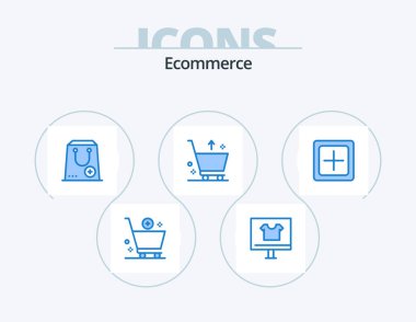 Ecommerce Blue Icon Pack 5 Icon Design. e. cart. commerce. package. commerce