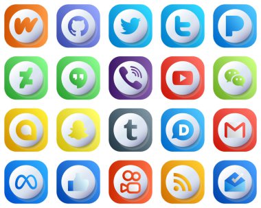 20 Cute Professional 3D Gradient Social Media Icons such as tumblr. google allo. viber. messenger and video icons. High-Quality and Editable