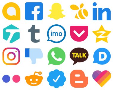 20 Flat Graphic Design Flat Social Media Icons qzone. tagged. pocket and video icons. High Quality Gradient Icon Set