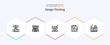 Design Thinking 25 Line icon pack including file. document. chart. design. time