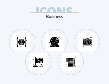 Business Glyph Icon Pack 5 Icon Design. bag. goal. agreement. achievement. connections